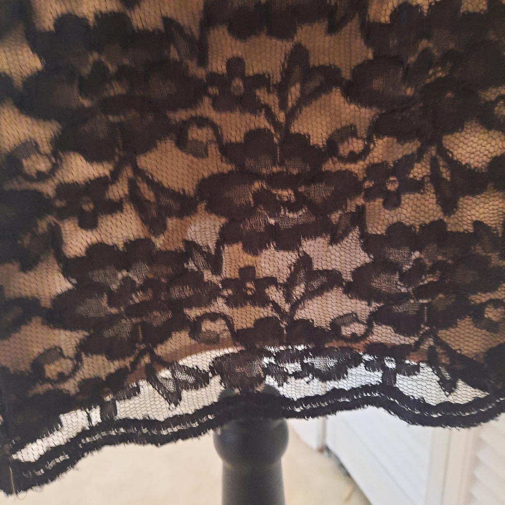 Eci New York black silk lace floral fit and flare dress sz 8 *P - Picture 5 of 7